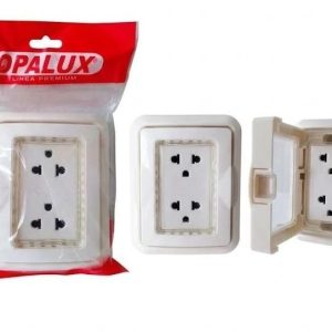 TOMACORRIENTE DOBLE CON TAPA Y PROTECCION OPALUX